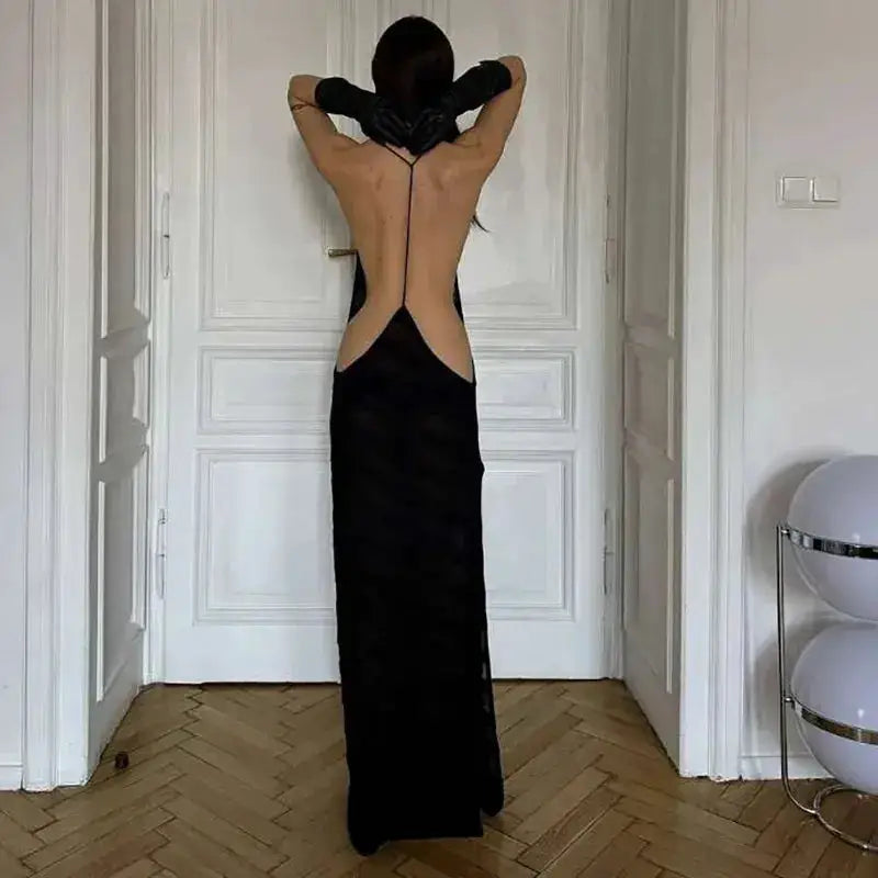 Black Evening Dresses For Women Clothing Backless Vestidos Elegantes Para Mujer See Through Sexi Night Dress Hot Club Outfit by Dropshipman