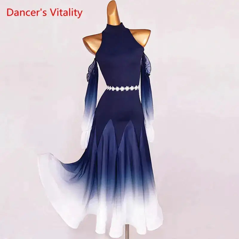 Modern Dance Dress Stand-Up Collar Mesh Sleeve Long Skirt Performance Clothing High-End Custom Child Woman Competition Clothes by Dropshipman