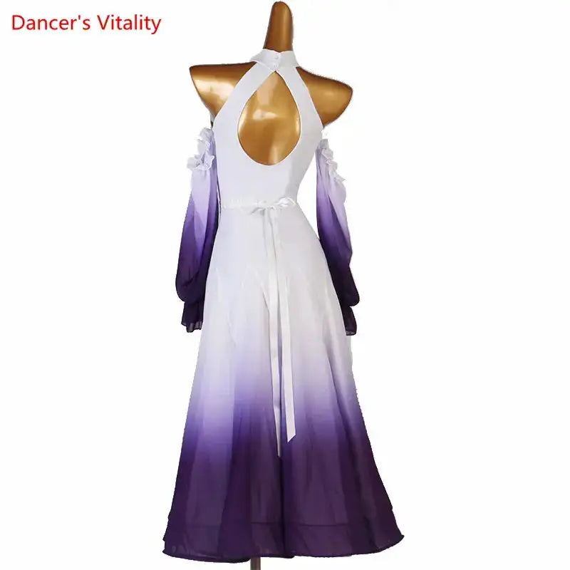 Modern Dance Dress Stand-Up Collar Mesh Sleeve Long Skirt Performance Clothing High-End Custom Child Woman Competition Clothes by Dropshipman