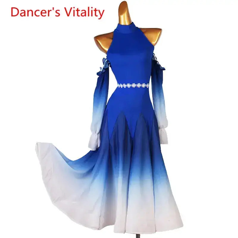 Modern Dance Dress Stand-Up Collar Mesh Sleeve Long Skirt Performance Clothing High-End Custom Child Woman Competition Clothes by Dropshipman