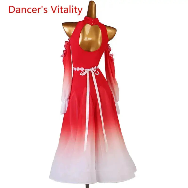 Modern Dance Dress Stand-Up Collar Mesh Sleeve Long Skirt Performance Clothing High-End Custom Child Woman Competition Clothes by Dropshipman