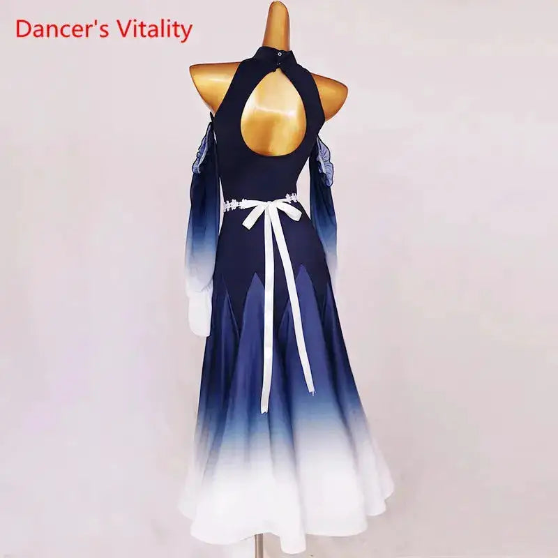 Modern Dance Dress Stand-Up Collar Mesh Sleeve Long Skirt Performance Clothing High-End Custom Child Woman Competition Clothes by Dropshipman