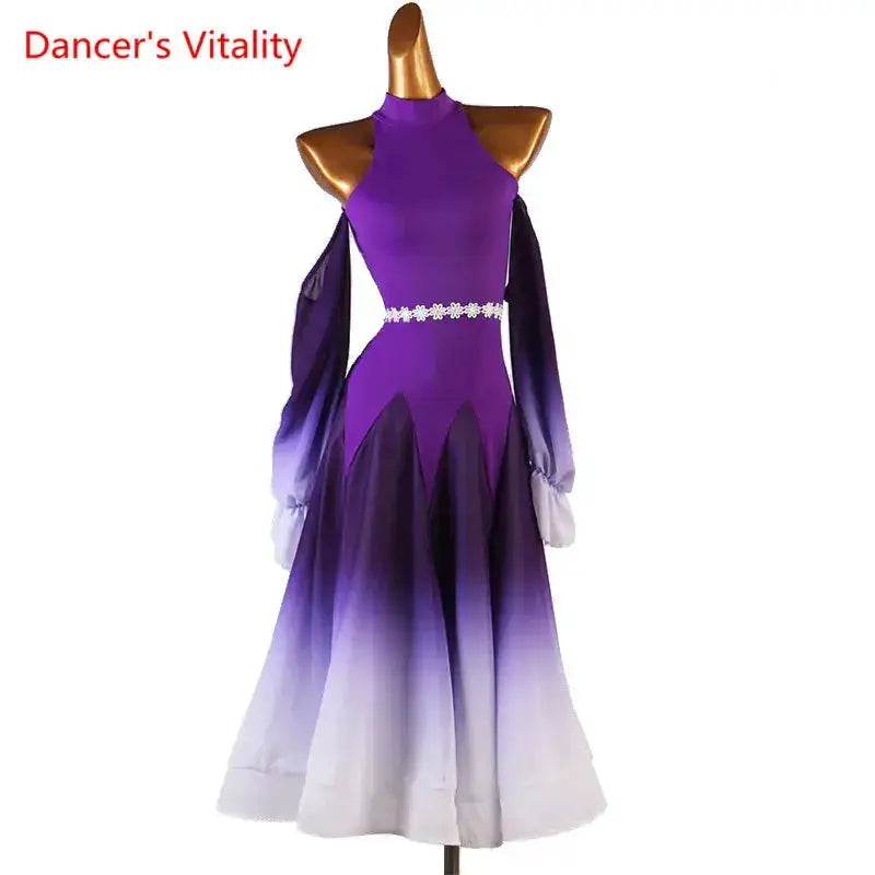 Modern Dance Dress Stand-Up Collar Mesh Sleeve Long Skirt Performance Clothing High-End Custom Child Woman Competition Clothes by Dropshipman