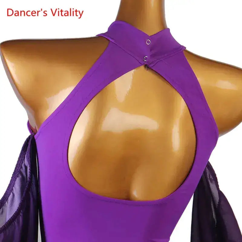 Modern Dance Dress Stand-Up Collar Mesh Sleeve Long Skirt Performance Clothing High-End Custom Child Woman Competition Clothes by Dropshipman