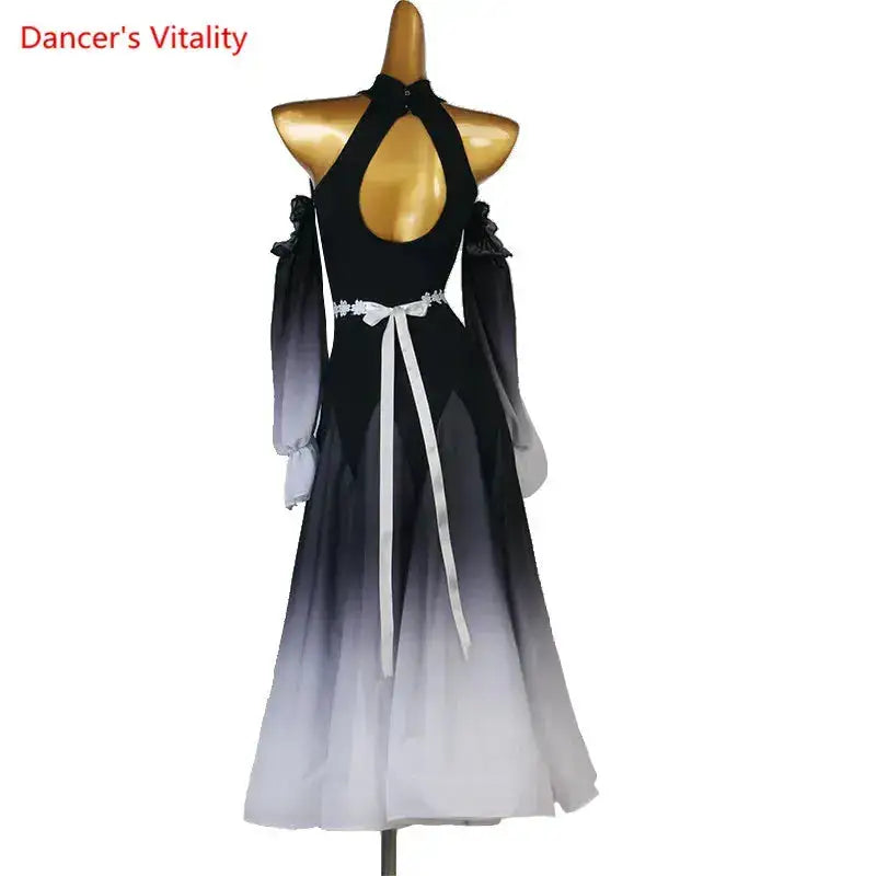 Modern Dance Dress Stand-Up Collar Mesh Sleeve Long Skirt Performance Clothing High-End Custom Child Woman Competition Clothes by Dropshipman