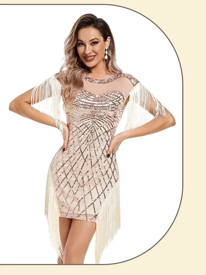 1920s Flapper Sequins Great Gatsby Cocktail Party Dress Sexy Retro Dress Wedding Dress Shop Dinner Dress Embroidered Dress by Dropshipman