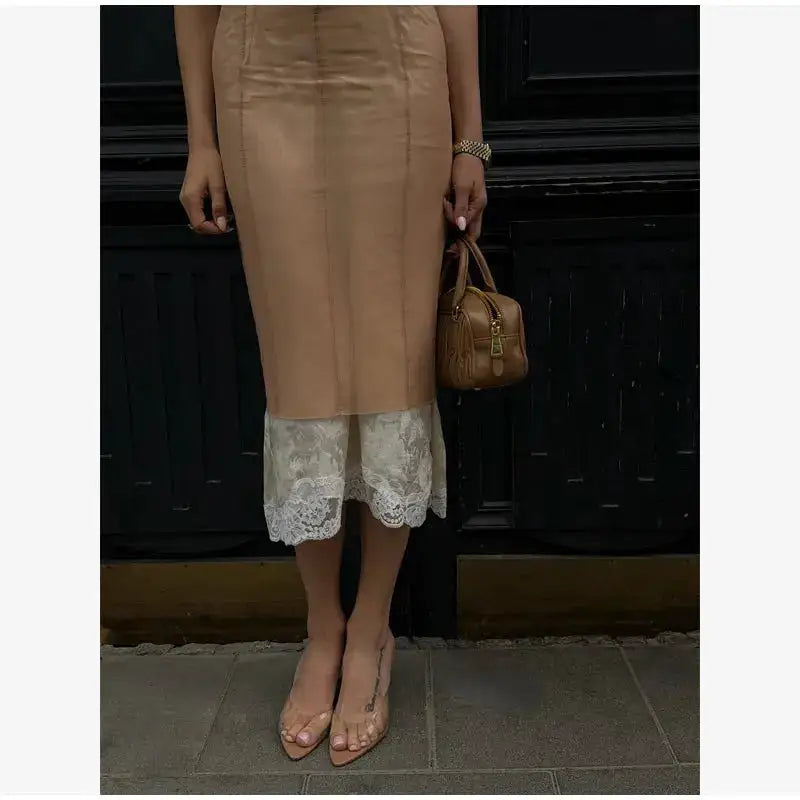 Women Sheer Mesh Overlay Midi Dress Waist Cinched Sleeveless Spaghetti Strap 2026 Summer Accessories Trendy Classy Lady Outfits by Dropshipman