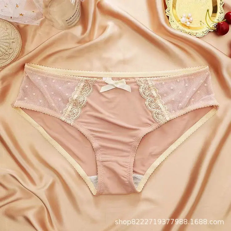 Ice silk stitching mesh seamless underwear women&