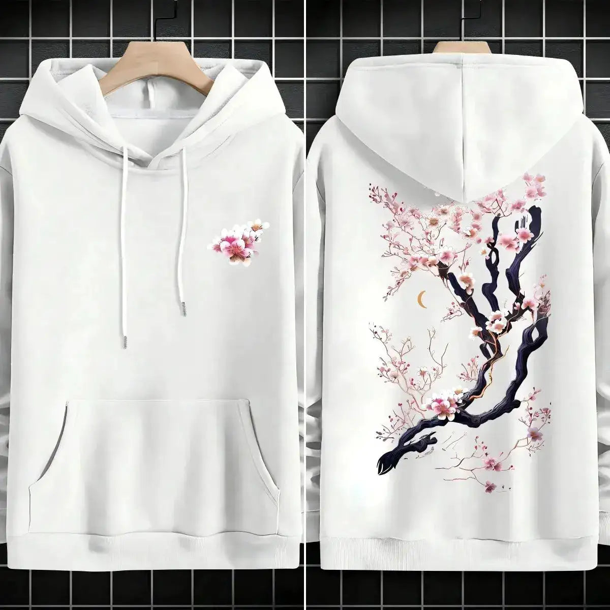 Plum blossoms that can withstand severe cold Print Mans Retro Loose Hoodie Fleece Warm Fashion Hoody Unisex Basics Clothing by Dropshipman