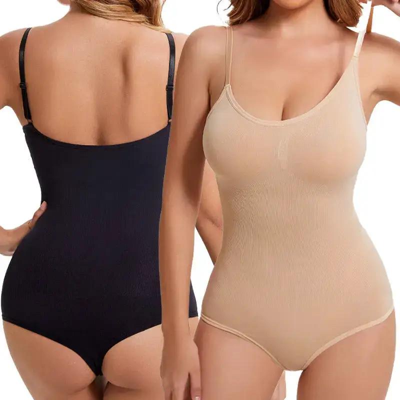 Cross-Border Seamless Shapewear Thong Style Buttoned Open-Crotch Camisole Tummy Control Body Shaper Butt-Lifting Shapewear Bodysuit by Dropshipman