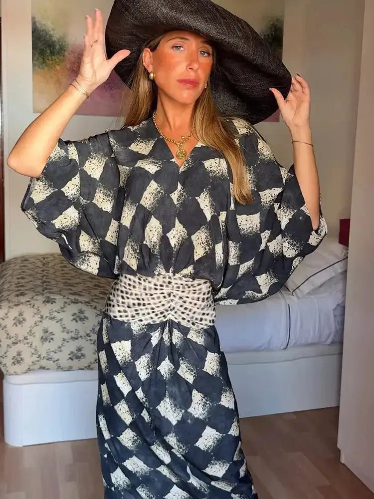 Elegant Plaid Printed Women&