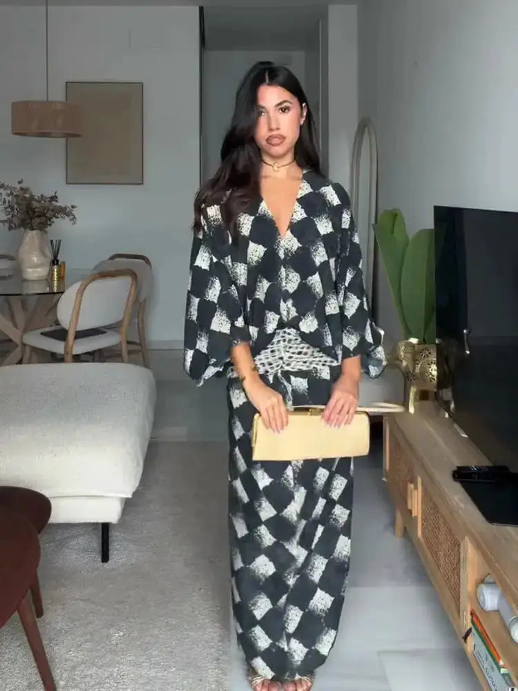 Elegant Plaid Printed Women&