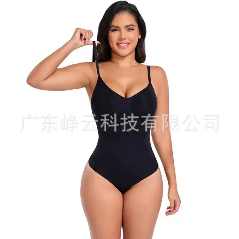 Kardashian SK Same-style Tunic Jumpsuit thong high-elastic belly-up thong body-shaping Jumpsuit by Dropshipman