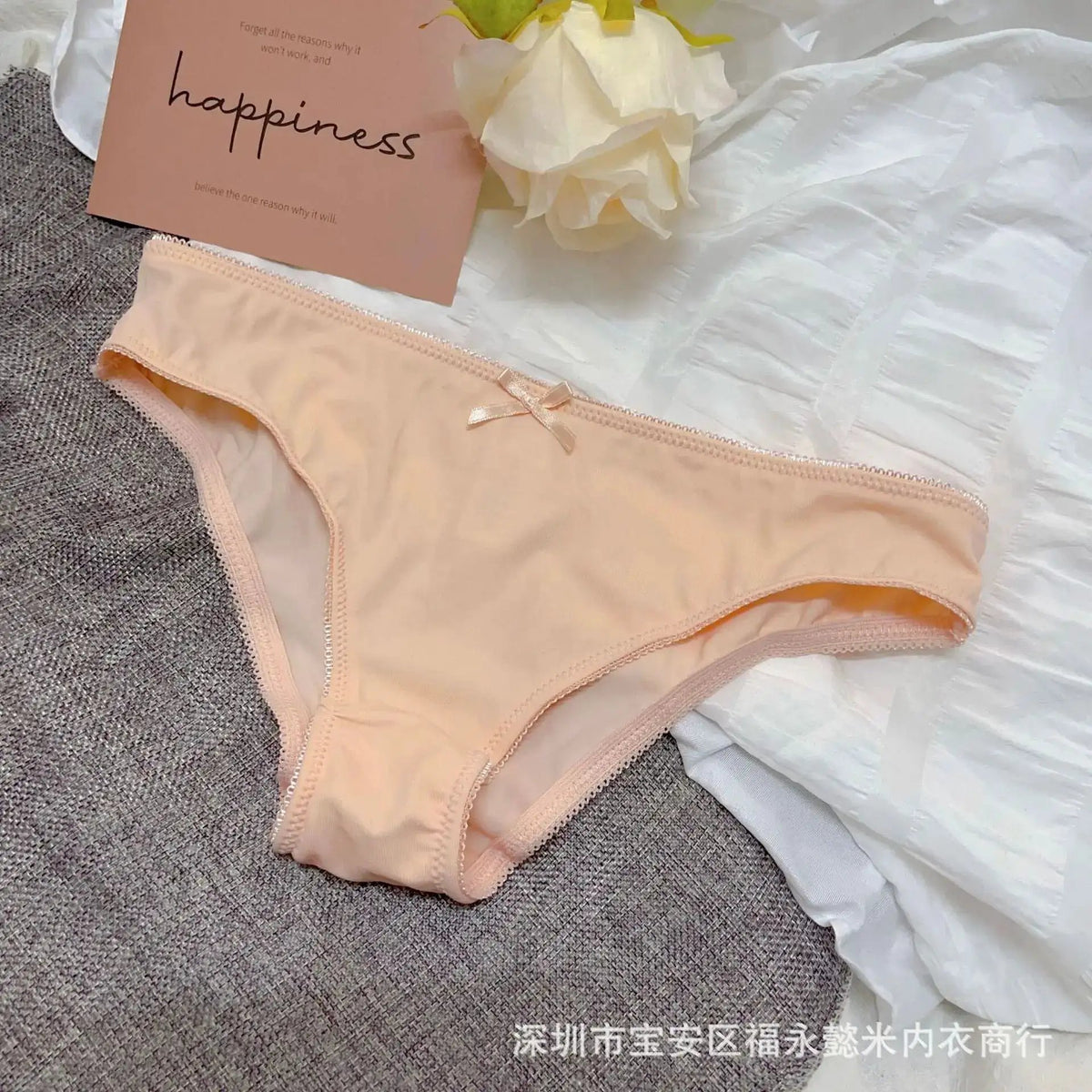 New Cross-Border Simple Triangle Panties for Women, Comfortable, Breathable, Sexy, Seamless, with Bow, Young Girl&