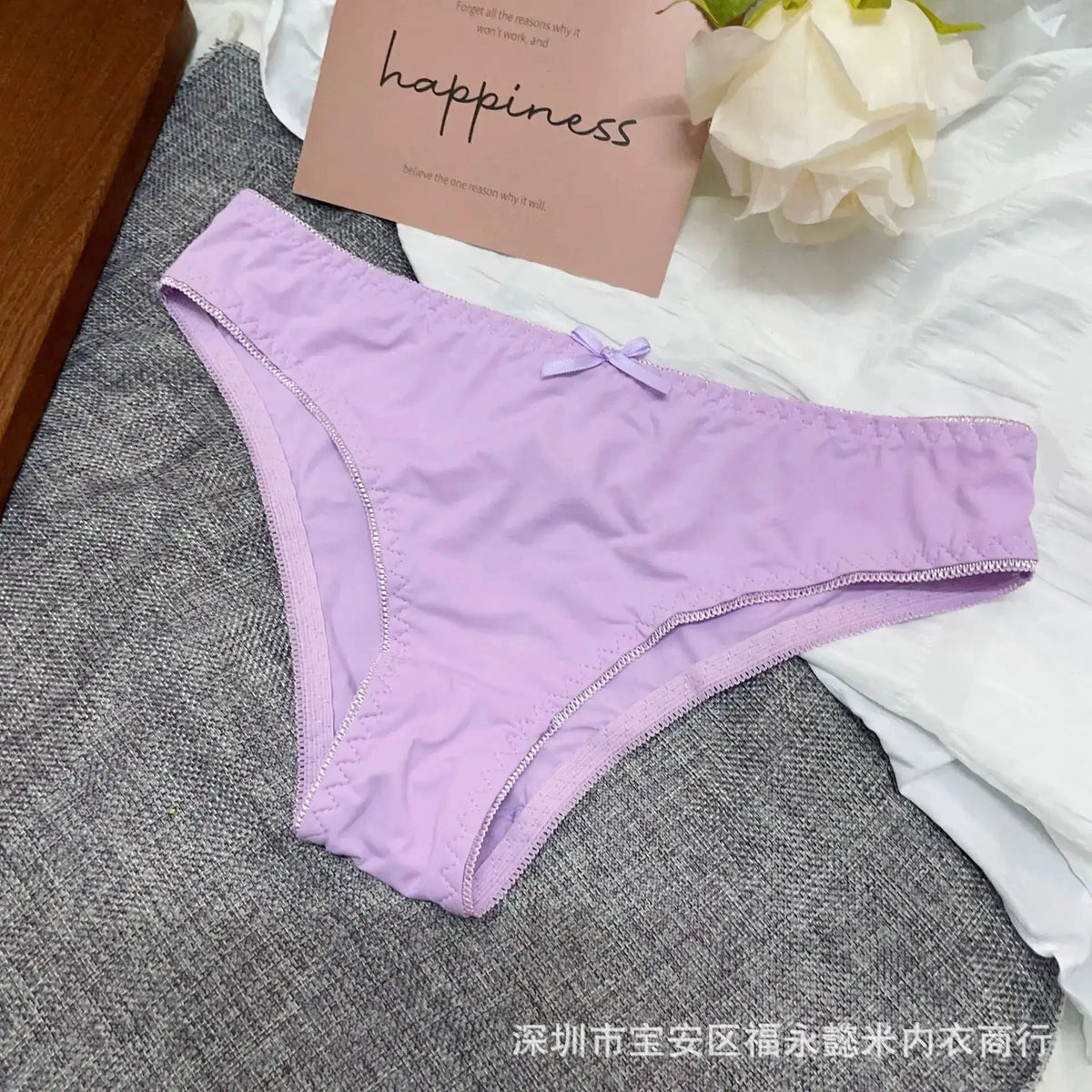 New Cross-Border Simple Triangle Panties for Women, Comfortable, Breathable, Sexy, Seamless, with Bow, Young Girl&
