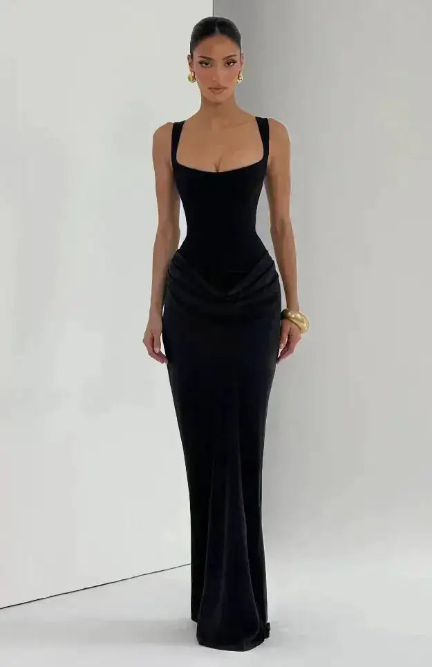 Women Square-neck Halter Mini Dress Sexy Pleated Sleeveless Backless High Waist Bodycon Dresses 2026 New Fashion Party Robes by Dropshipman