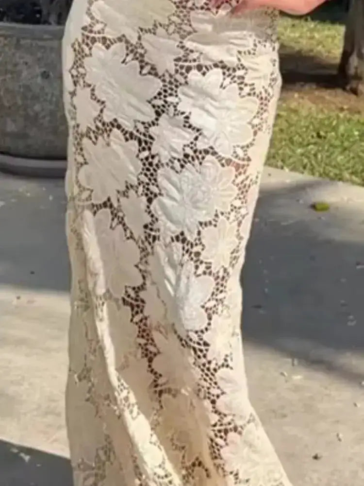 Flower Short Top Long Half Skirt Lady Set Round Neck Short Sleeve Tops High Waist Slim Maxi Skirts Sexy Fashion Women&