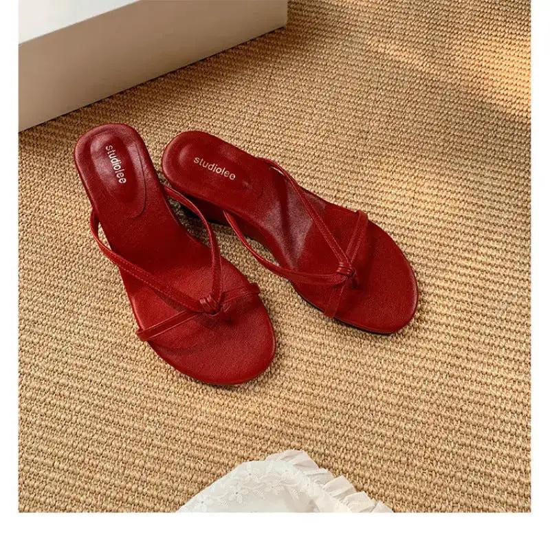 Sheepskin Grape Mom Heel 6cm High Slippers Women&