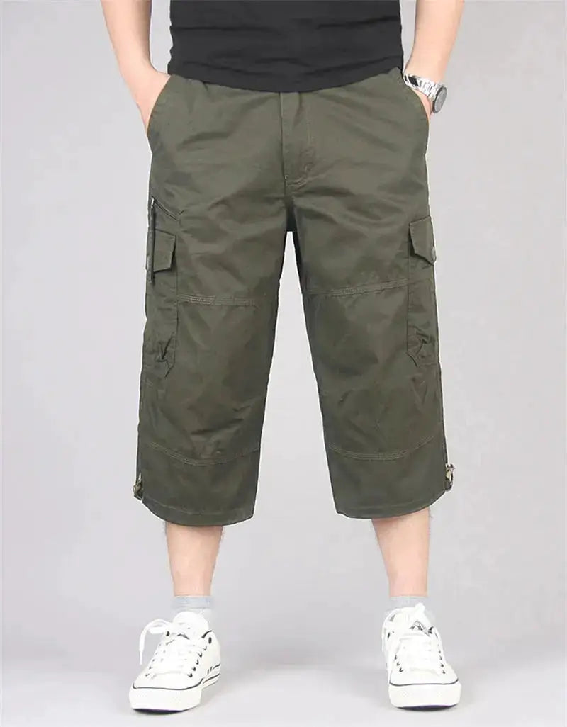 Long Length Cargo Shorts Men Summer Multi-Pocket Casual Cotton Elastic Capri Pants Men Military Tactical Short Hot Breeches 5XL by Dropshipman