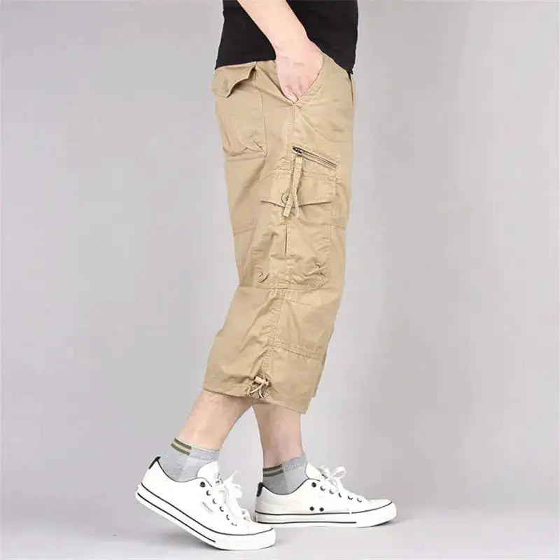Long Length Cargo Shorts Men Summer Multi-Pocket Casual Cotton Elastic Capri Pants Men Military Tactical Short Hot Breeches 5XL by Dropshipman