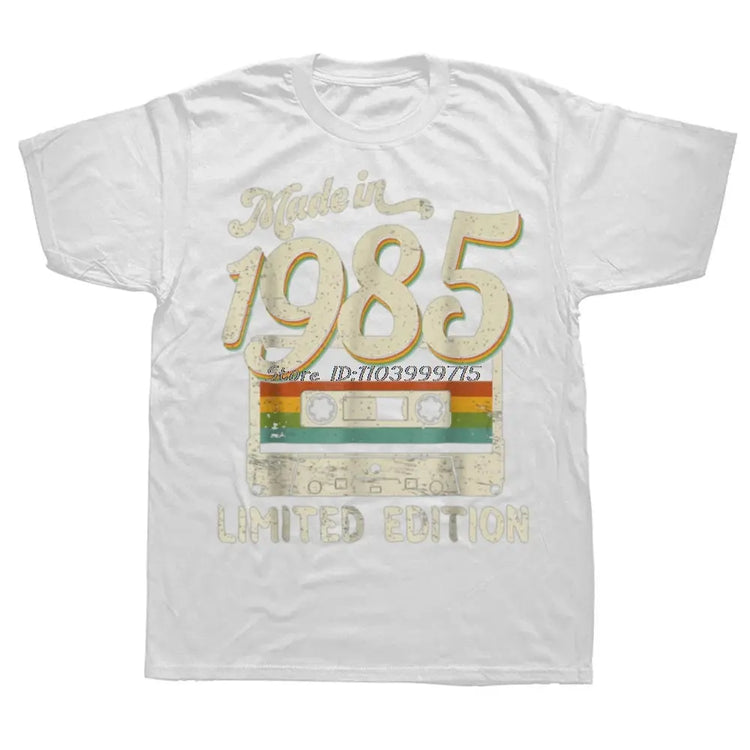 Funny Made In 1985 Limited Edition 39th Birthday Cassette Tape T Shirt Cotton Streetwear Short Sleeve Birthday Gifts T-shirt Men SHOPEZRA L.L.C.
