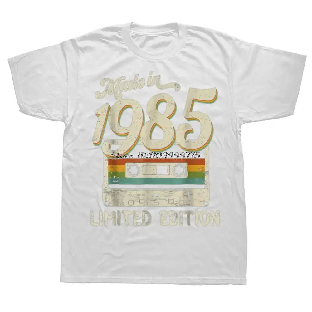 Funny Made In 1985 Limited Edition 39th Birthday Cassette Tape T Shirt Cotton Streetwear Short Sleeve Birthday Gifts T-shirt Men by Dropshipman