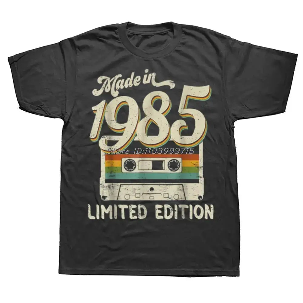Funny Made In 1985 Limited Edition 39th Birthday Cassette Tape T Shirt Cotton Streetwear Short Sleeve Birthday Gifts T-shirt Men by Dropshipman