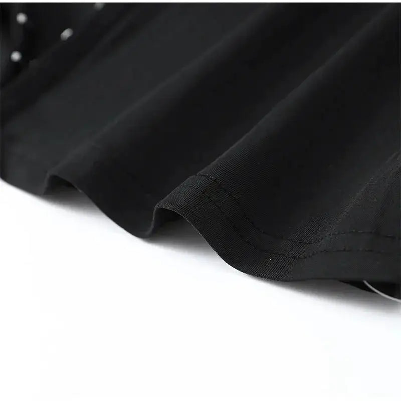 Y2k Black Hollow Out Slit Dress Women Solid Short Sleeve High Neck Slim Fit Maxi Dresses Lady Fashion Evening Party Club Robe by Dropshipman