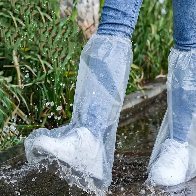 10/20/30pcs Rainy disposable shoe covers, transparent plastic outdoor thick wear-resistant waterproof isolation foot covers by Dropshipman