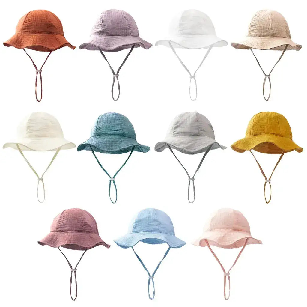 Baby Cotton Bucket Hats New Children Sunscreen Outdoor Caps Boys Girls Print Panama Hat Unisex Beach Fishing Hat For 3-12 Months by Dropshipman