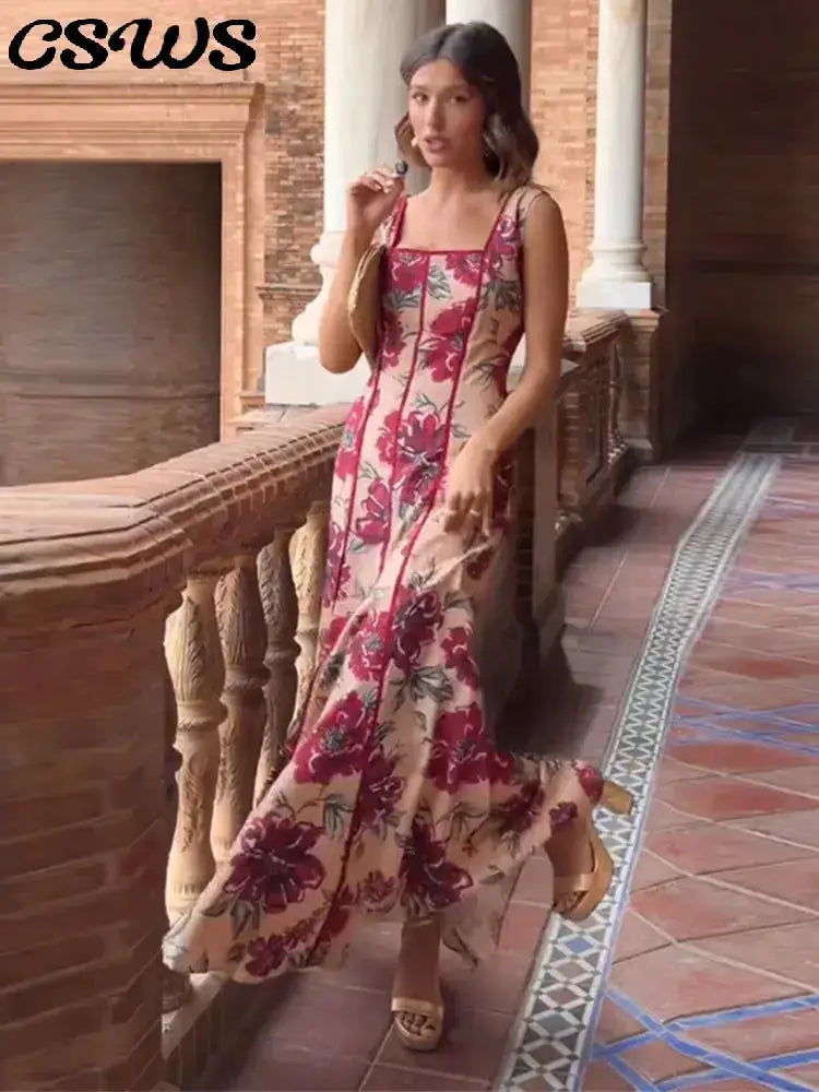 Sexy Printed Flower Long Women&
