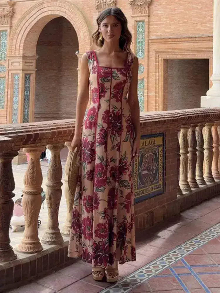 Sexy Printed Flower Long Women&