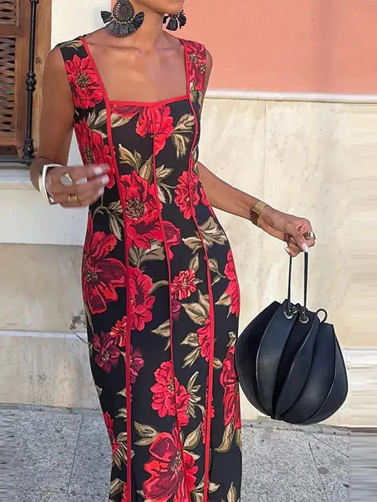 Sexy Printed Flower Long Women&