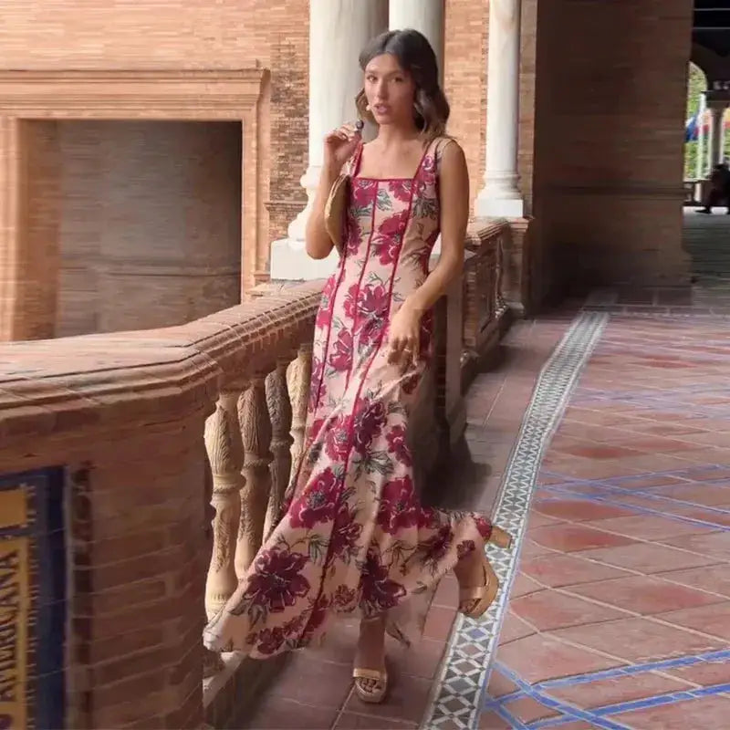 Sexy Printed Flower Long Women&