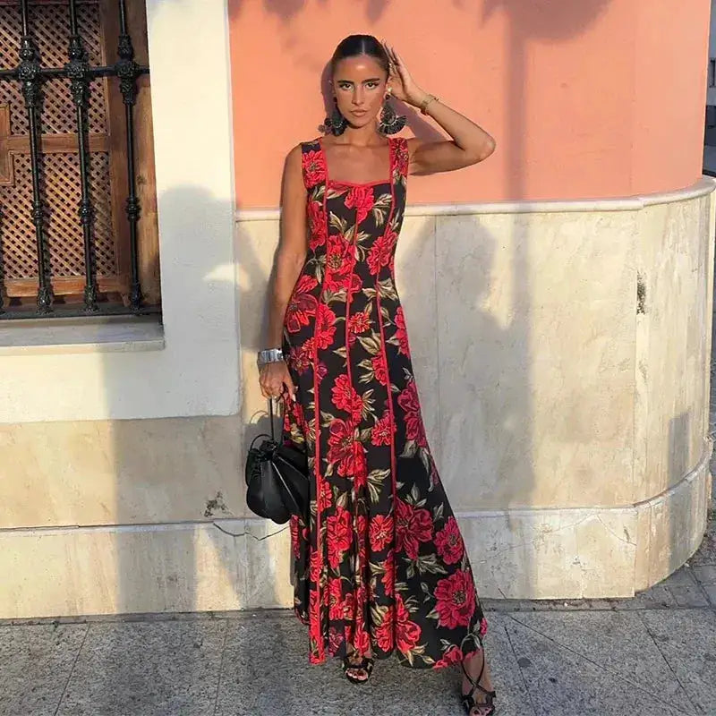 Sexy Printed Flower Long Women&