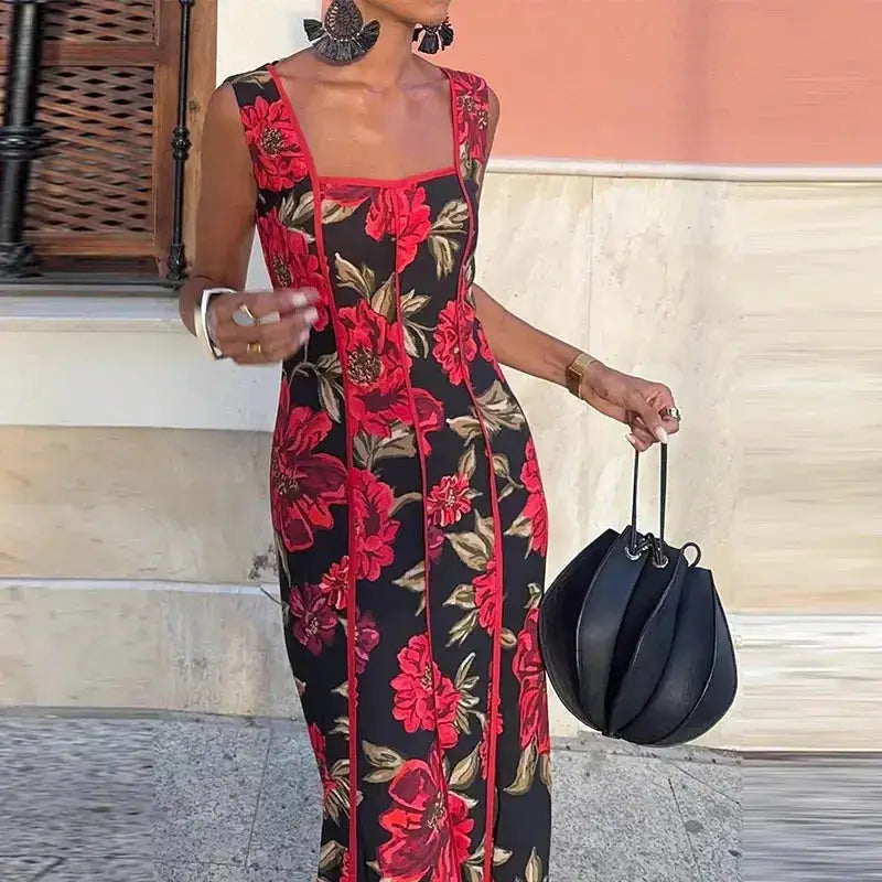 Sexy Printed Flower Long Women&