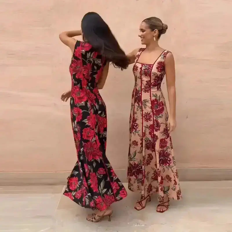 Sexy Printed Flower Long Women&