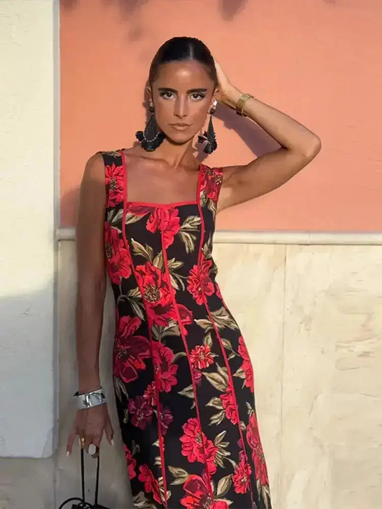 Sexy Printed Flower Long Women&