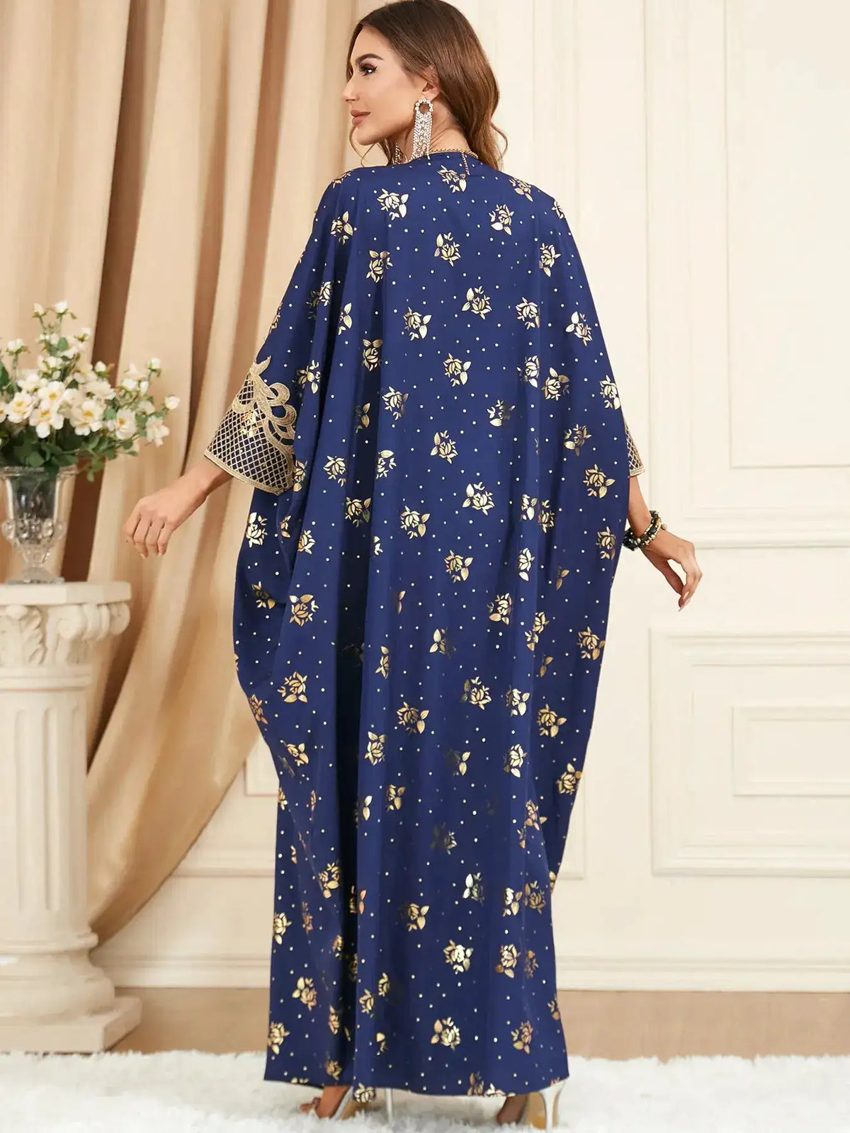 Muslim Dresses Women Elegant Long Robe Middle East Dubai Loose Abaya Bat Sleeve V-neck Tassel Evening Dress Femme Party Vestidos by Dropshipman