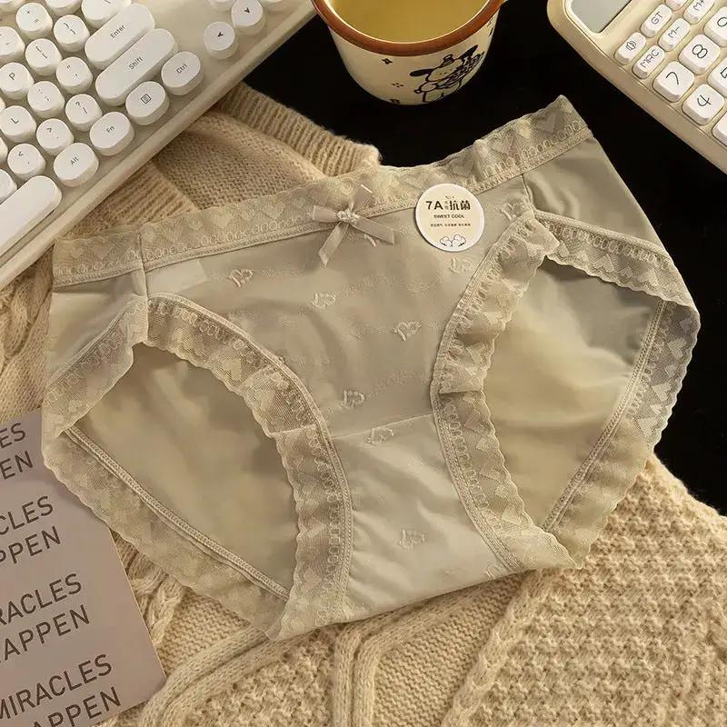 Ladies pure wind lace underwear women summer cotton cotton 7A antibacterial crotch girls waist plus size high split wholesale by Dropshipman