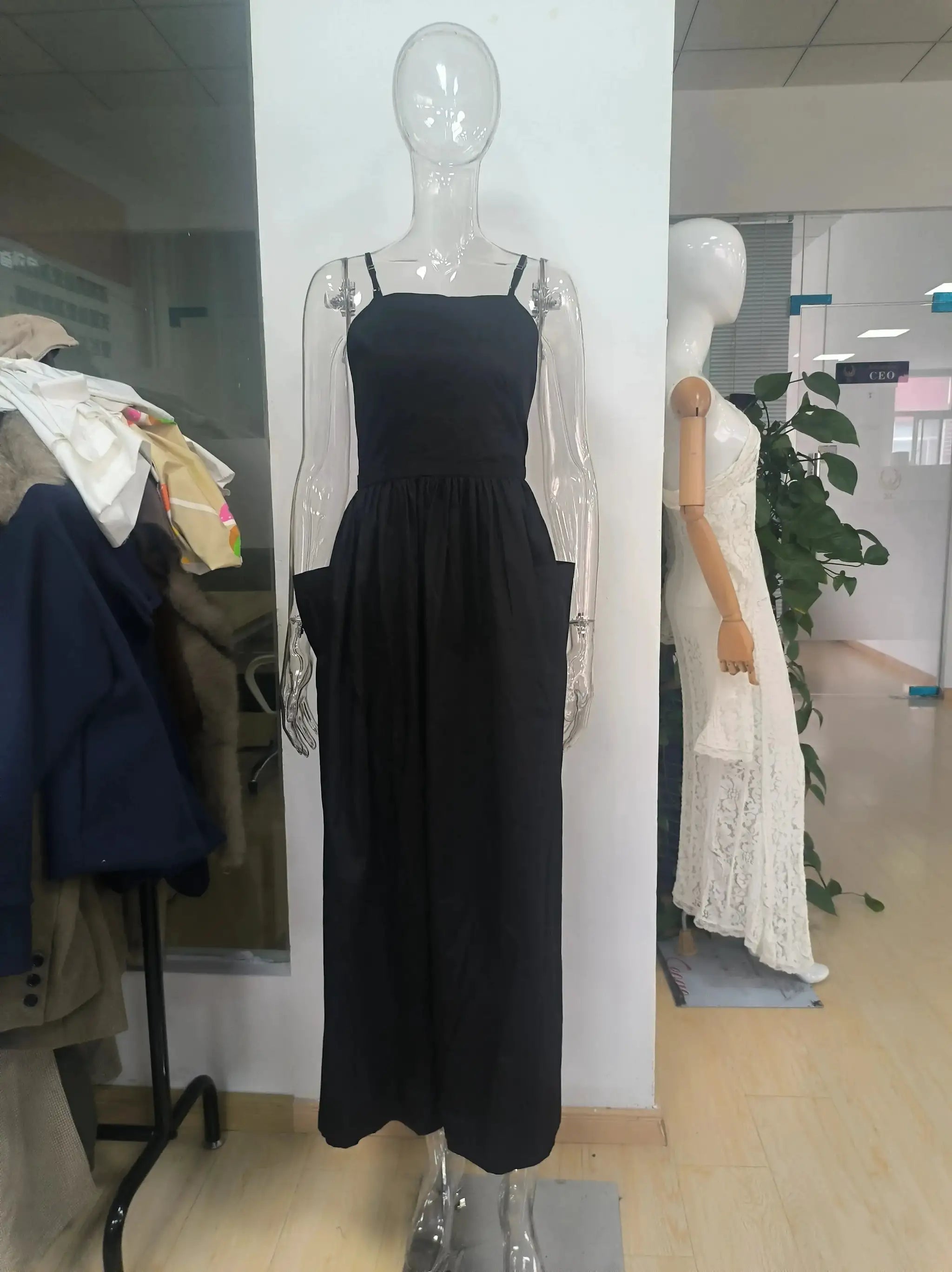 2026 Elegant Solid Lace Up Pleated Dress Women Chic Square Neck Sleeveless High Waist Spaghetti Strap Gowns Lady Daily Date Wear by Dropshipman