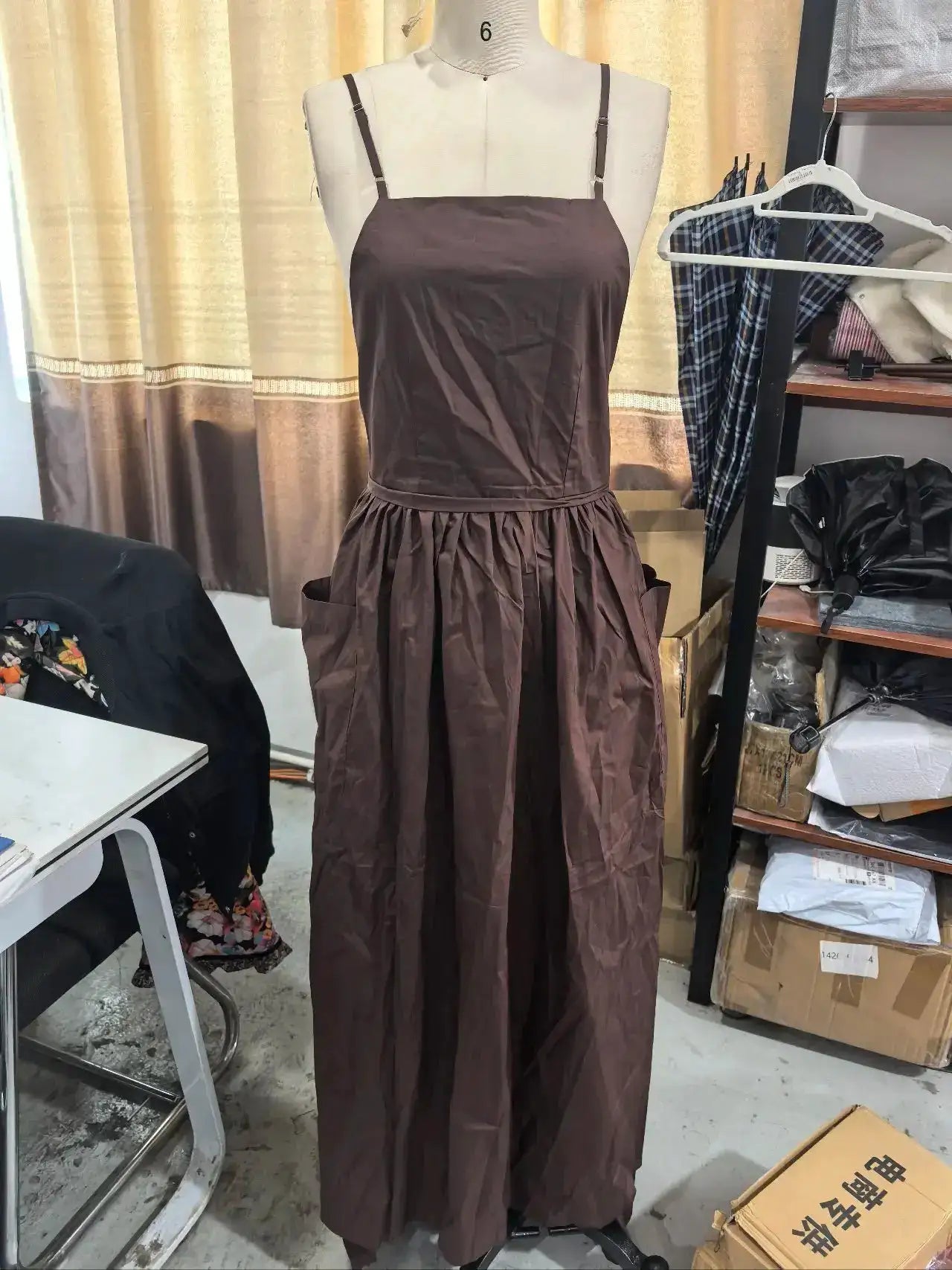 2026 Elegant Solid Lace Up Pleated Dress Women Chic Square Neck Sleeveless High Waist Spaghetti Strap Gowns Lady Daily Date Wear by Dropshipman