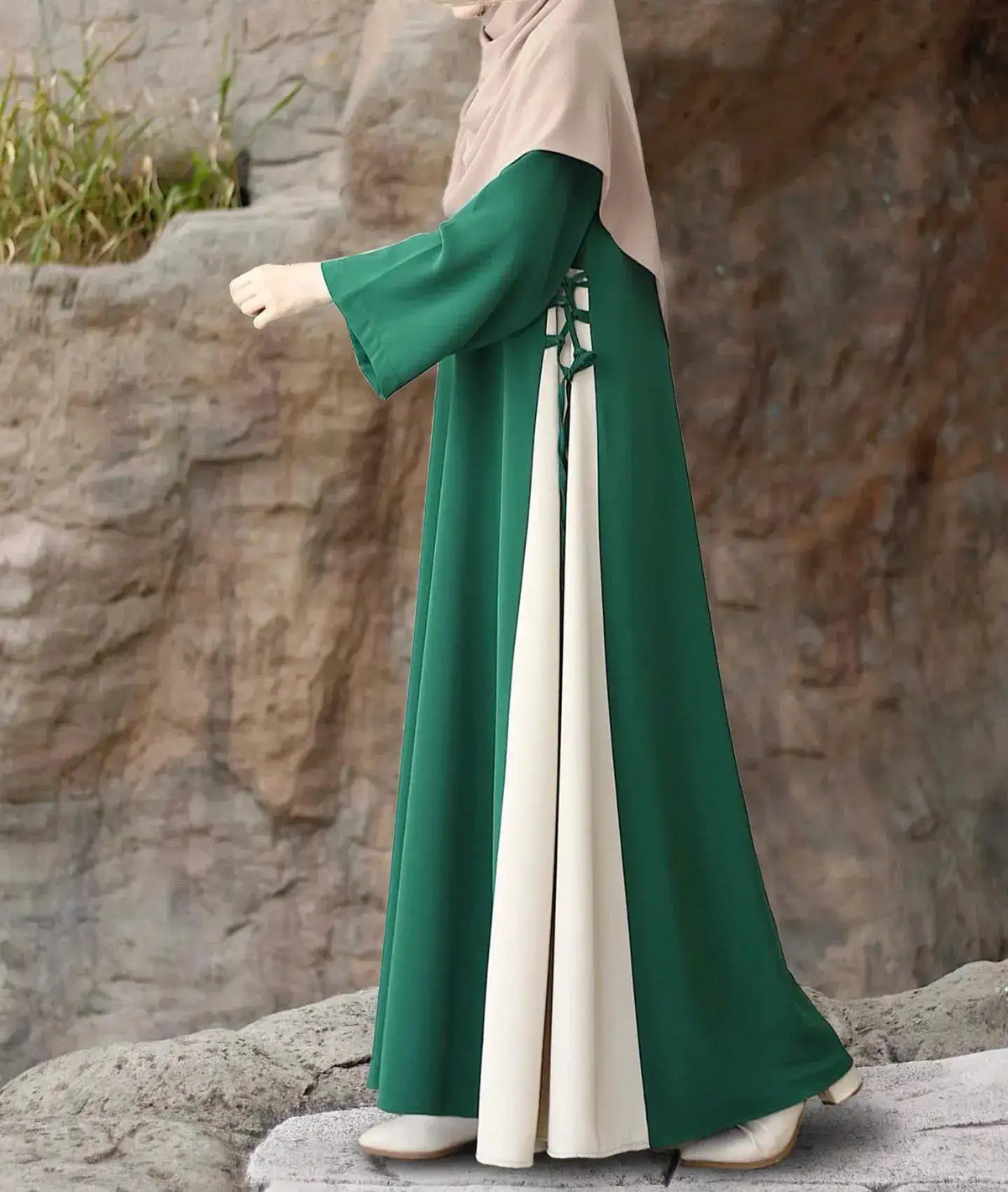 Muslim Women Modest Long Dress Patchwork Drawstring Arab Robe Vestidos Jalabiya Dubai Saudi Abayas Morocco Eid Ramadan Dresses by Dropshipman