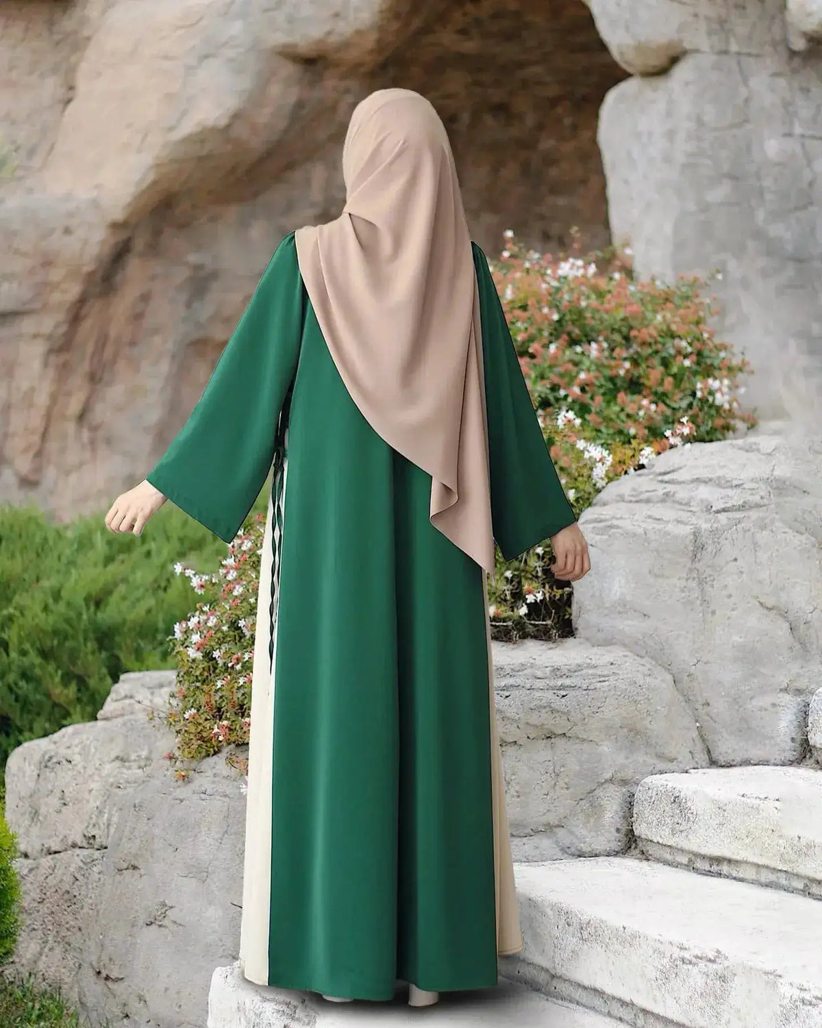 Muslim Women Modest Long Dress Patchwork Drawstring Arab Robe Vestidos Jalabiya Dubai Saudi Abayas Morocco Eid Ramadan Dresses by Dropshipman