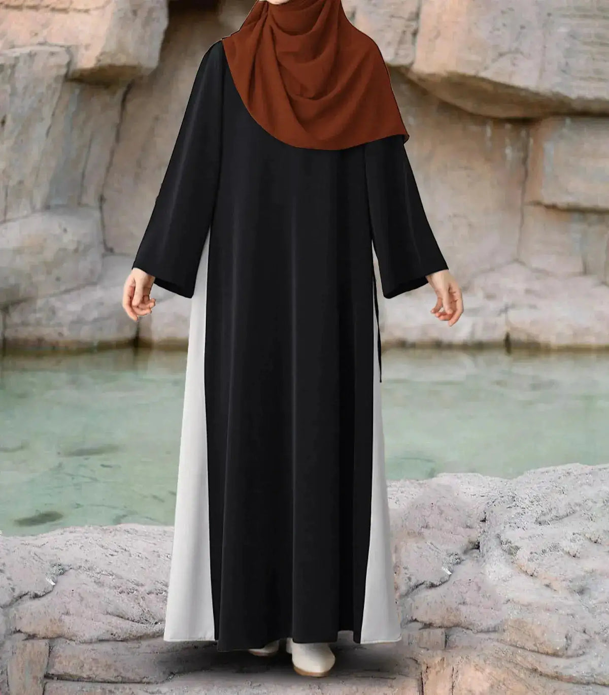 Muslim Women Modest Long Dress Patchwork Drawstring Arab Robe Vestidos Jalabiya Dubai Saudi Abayas Morocco Eid Ramadan Dresses by Dropshipman