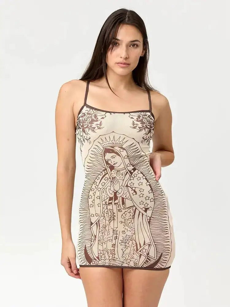 Weird Puss Art Print Dress Women Low-Neck See Through Skinny High Elasticity Sexy Midnight Summer New Trend Hottie Mini Bodycon by Dropshipman