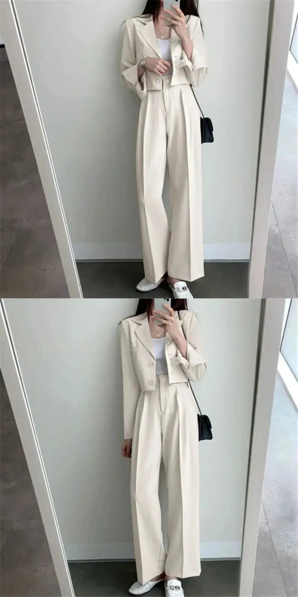 Suit Coat 2 Piece Set Women Blazer Jacket Straight Pants Ensemble Single Breasted Turn Down Collar Trousers Office Lady Outfits by Dropshipman