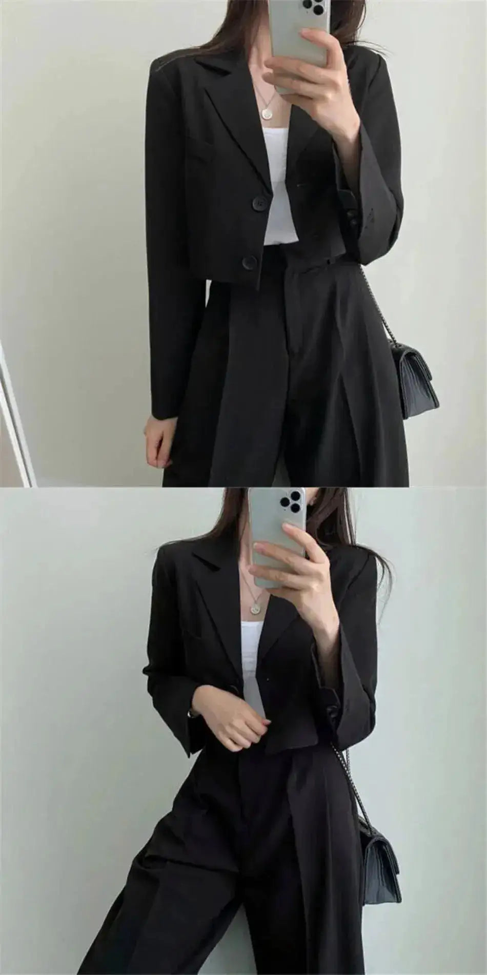 Suit Coat 2 Piece Set Women Blazer Jacket Straight Pants Ensemble Single Breasted Turn Down Collar Trousers Office Lady Outfits by Dropshipman
