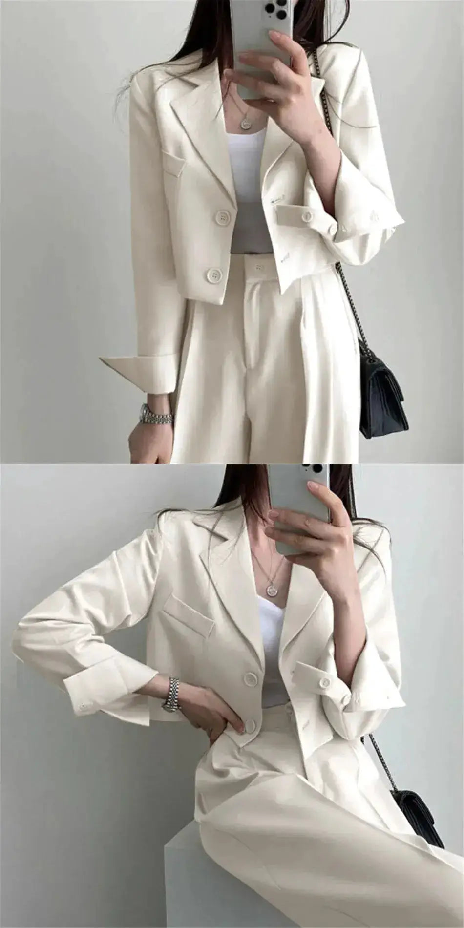 Suit Coat 2 Piece Set Women Blazer Jacket Straight Pants Ensemble Single Breasted Turn Down Collar Trousers Office Lady Outfits by Dropshipman