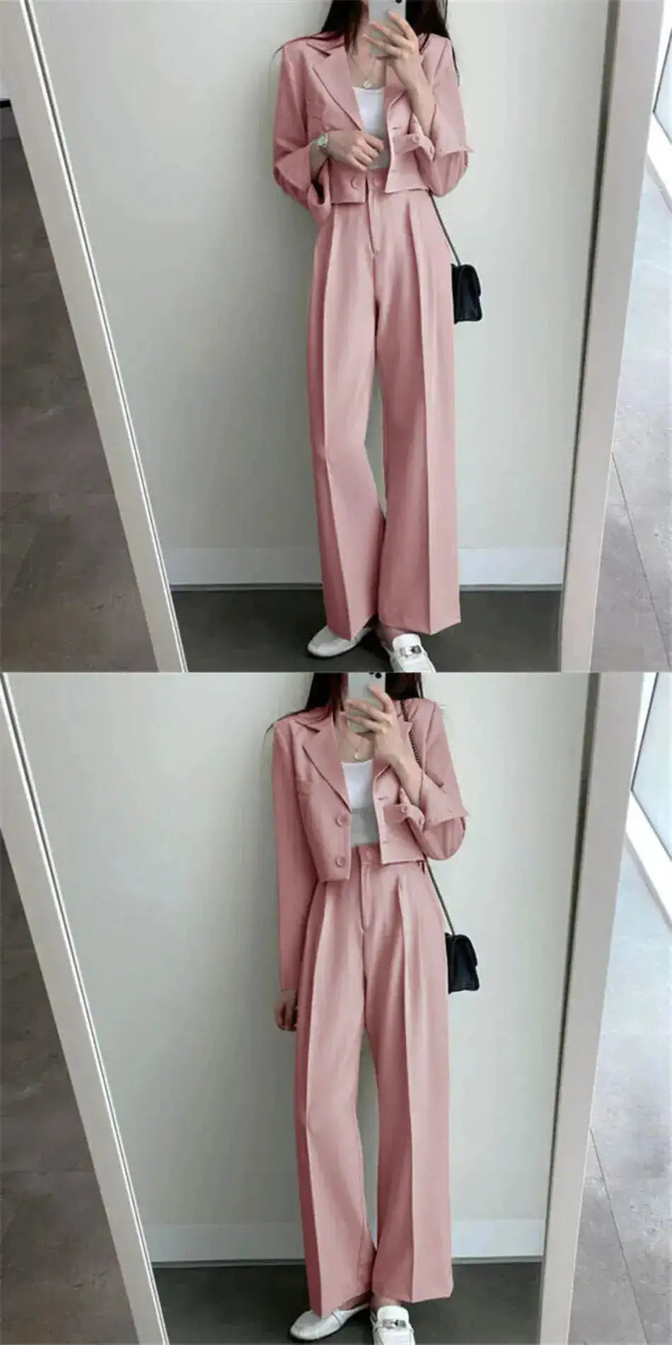 Suit Coat 2 Piece Set Women Blazer Jacket Straight Pants Ensemble Single Breasted Turn Down Collar Trousers Office Lady Outfits by Dropshipman